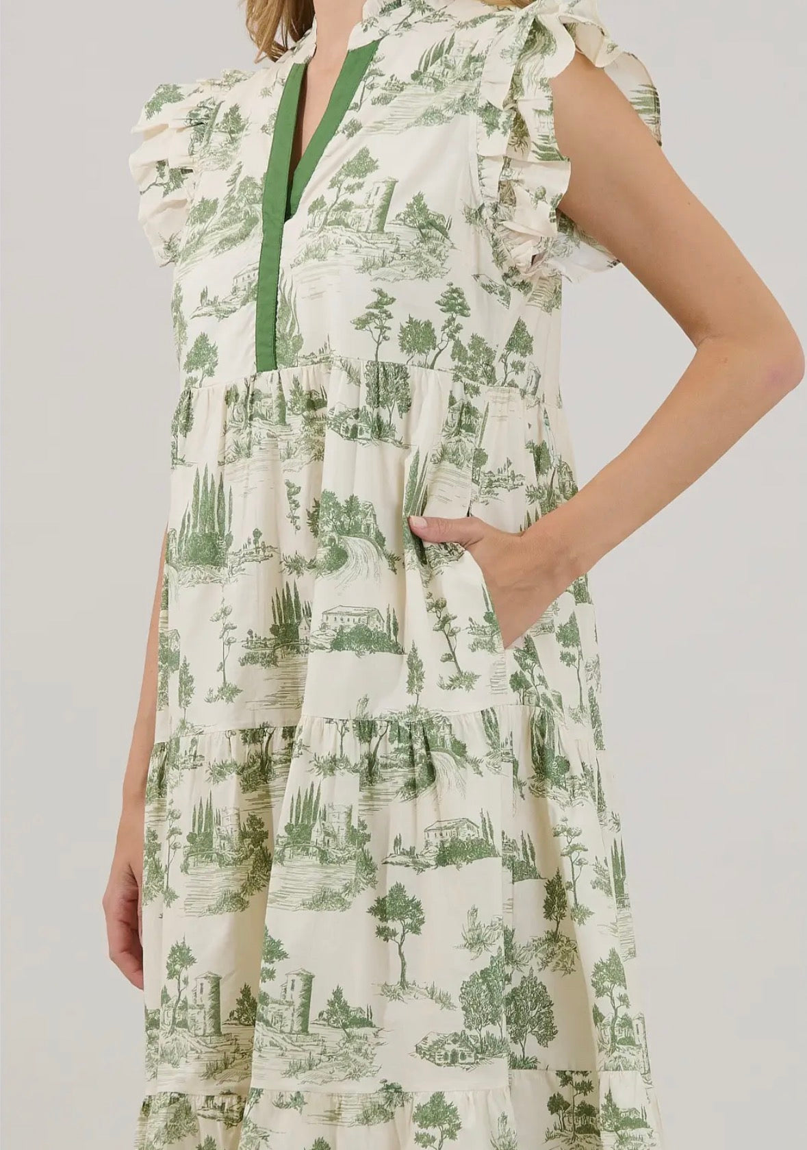 Mirna Lune Town Toil Midi Dress