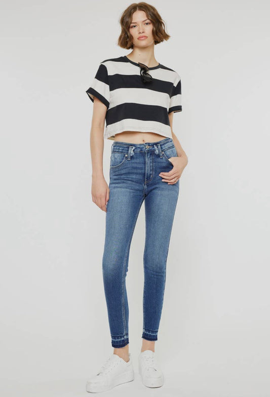 High Rise Ankle Skinny with Detail