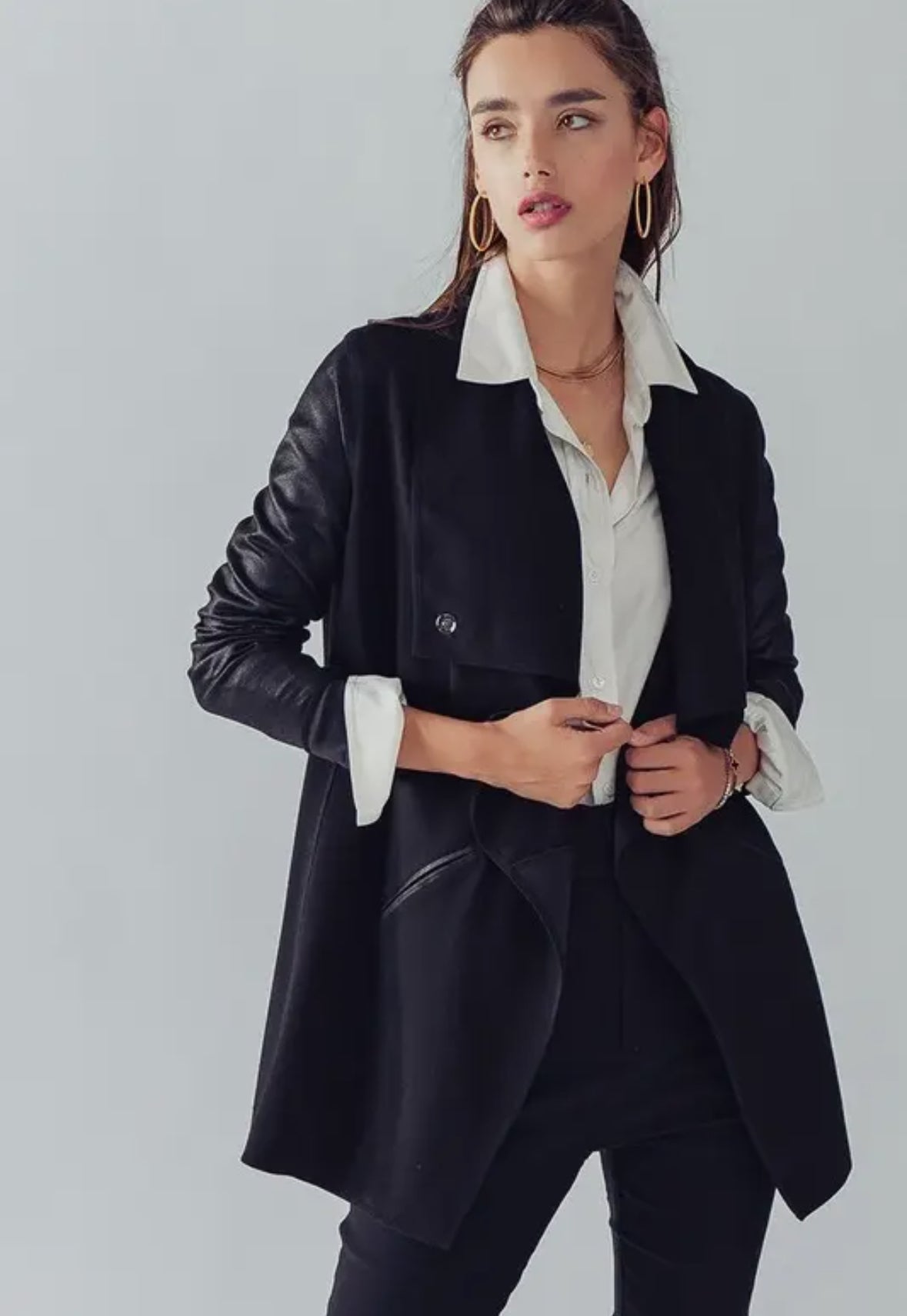 Hailee Faux Leather Combined Jacket