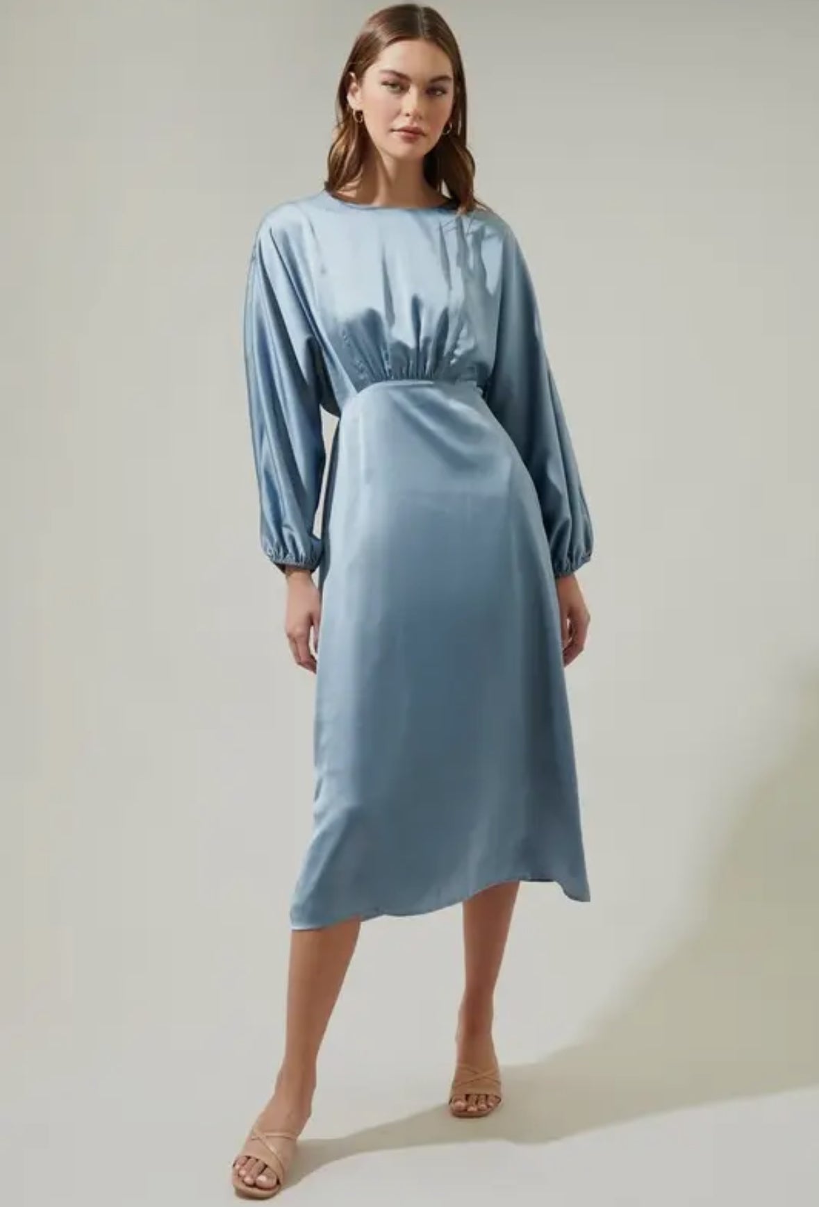 Dusty Blue Chateau Dolman Sleeve Midi Dress