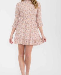 Girly Floral Mock Neck Dress