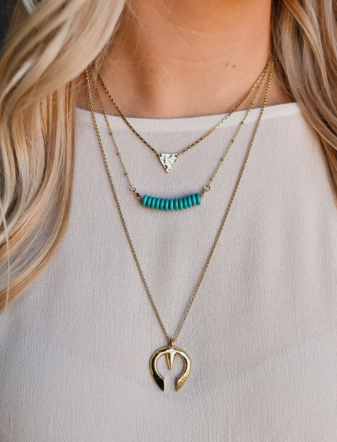 3 Tier Gold & Turquoise Necklace