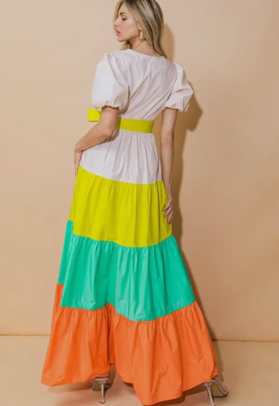 Poplin Color Block Maxi Dress