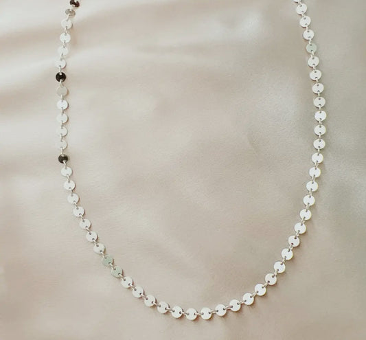 Luxe Silver Sequin Disk Necklace