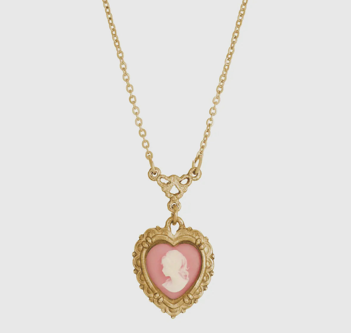 Gold Heart Cameo Pendant Necklace