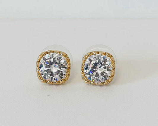 Square Stone Stud Earrings