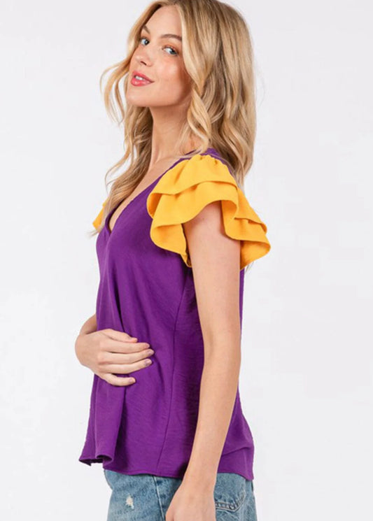 Game Day Flutter Sleeve Top