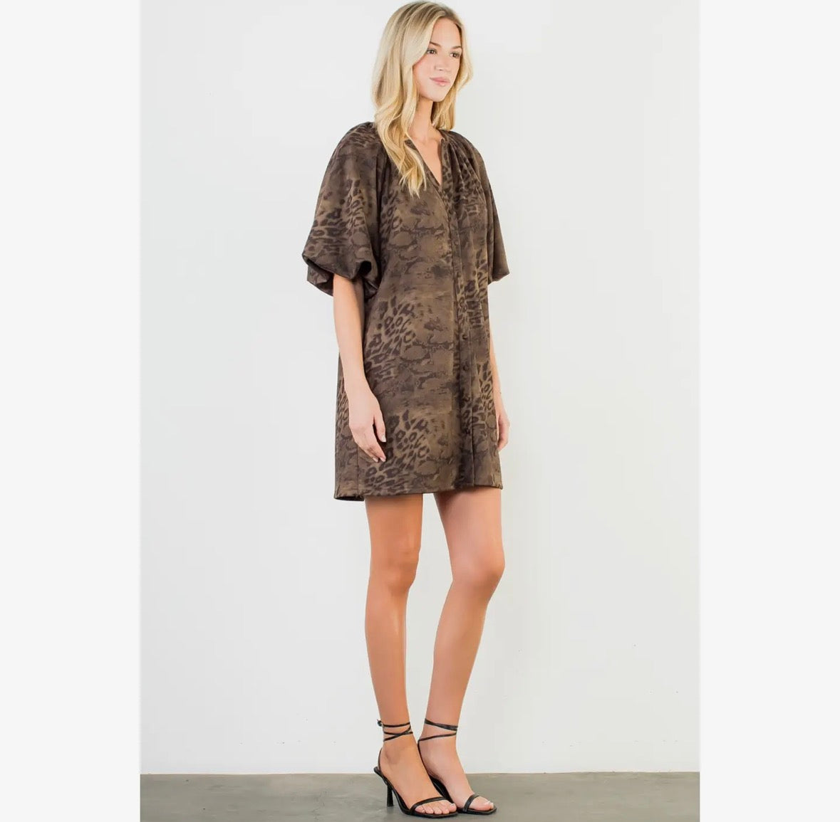 Puff Sleeve Leopard Dress