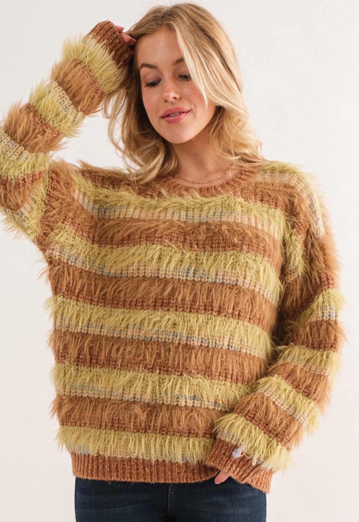 Retro Striped Eyelash Sweater