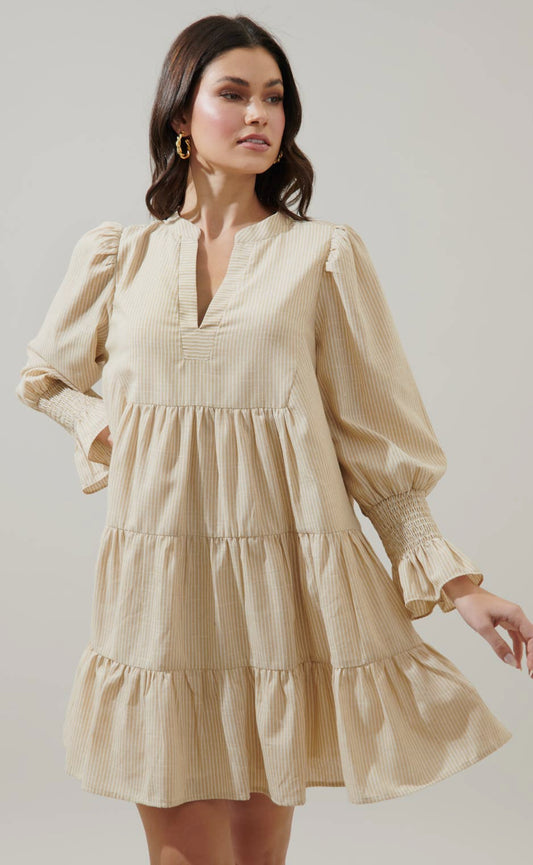 Zephyr Ticking Stripe Babydoll Dress