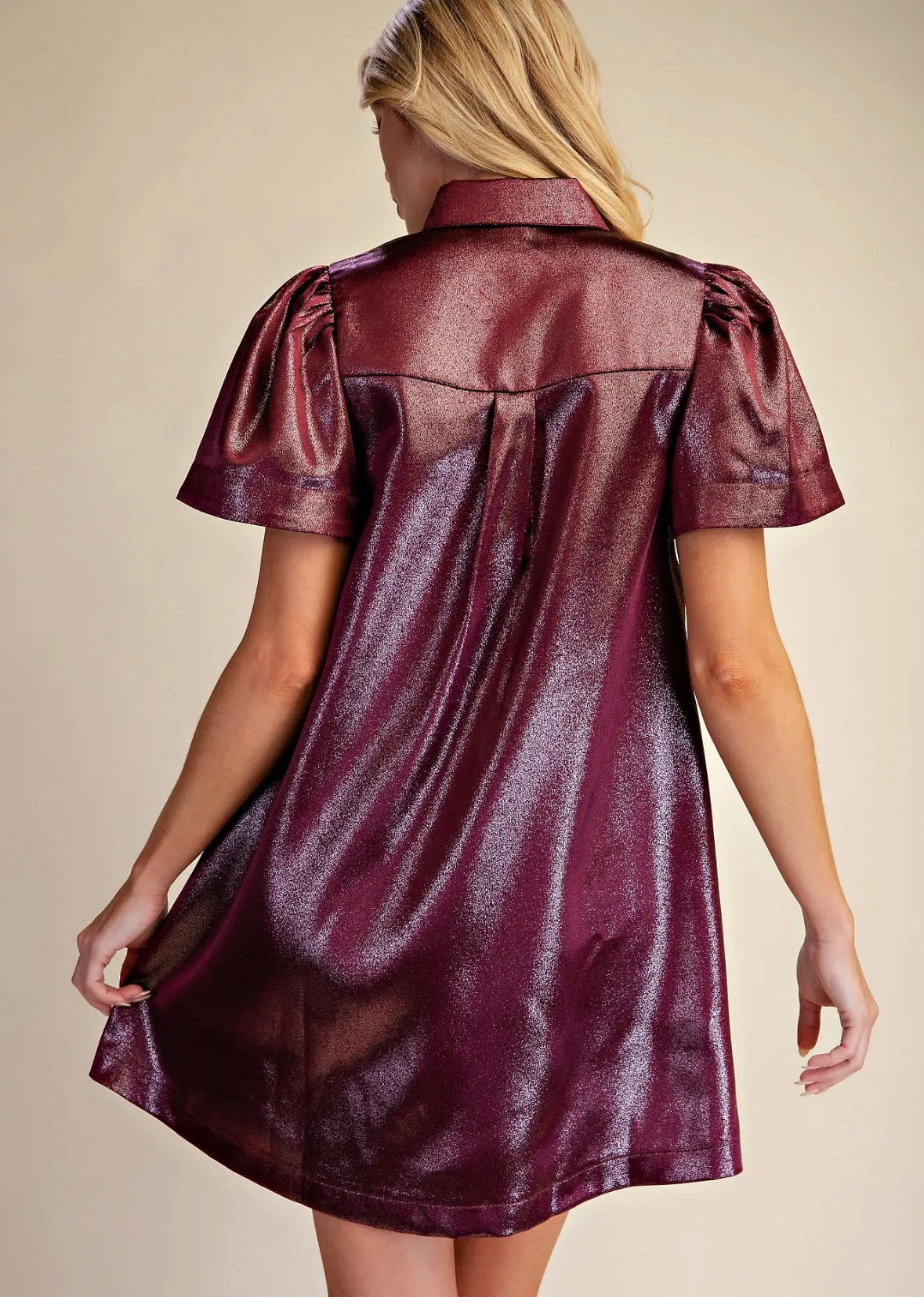 Metallic Burgundy Dress