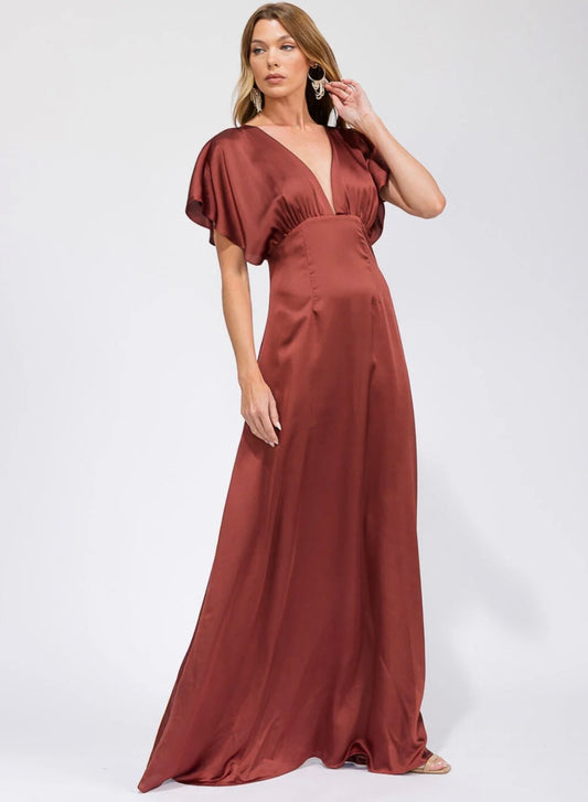 Silk Rust Maxi Dress