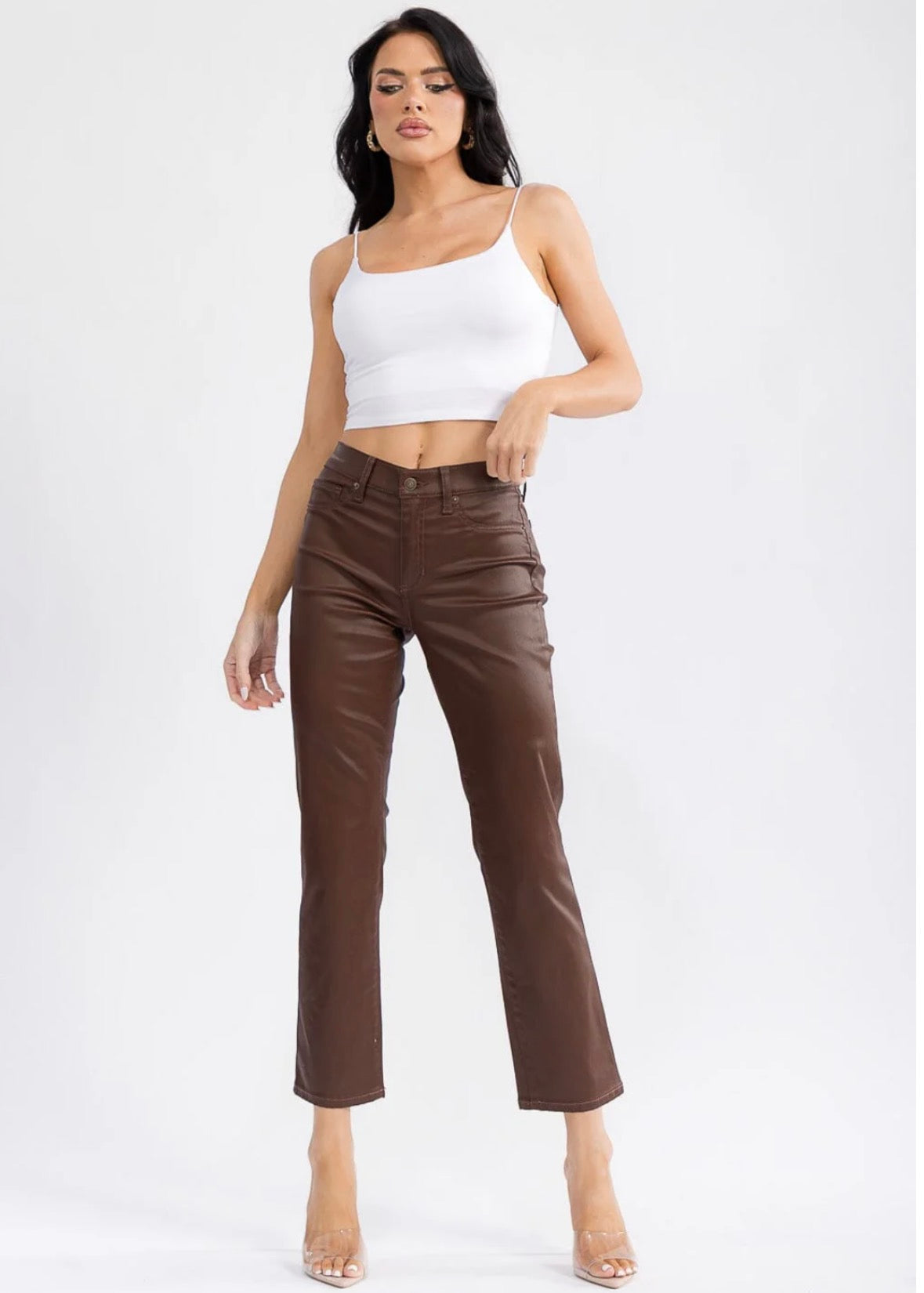 Coated Espresso Cropped Jean