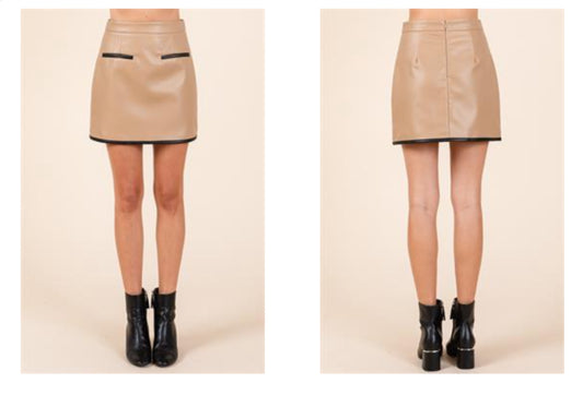 Taupe Faux Leather Mini Skirt