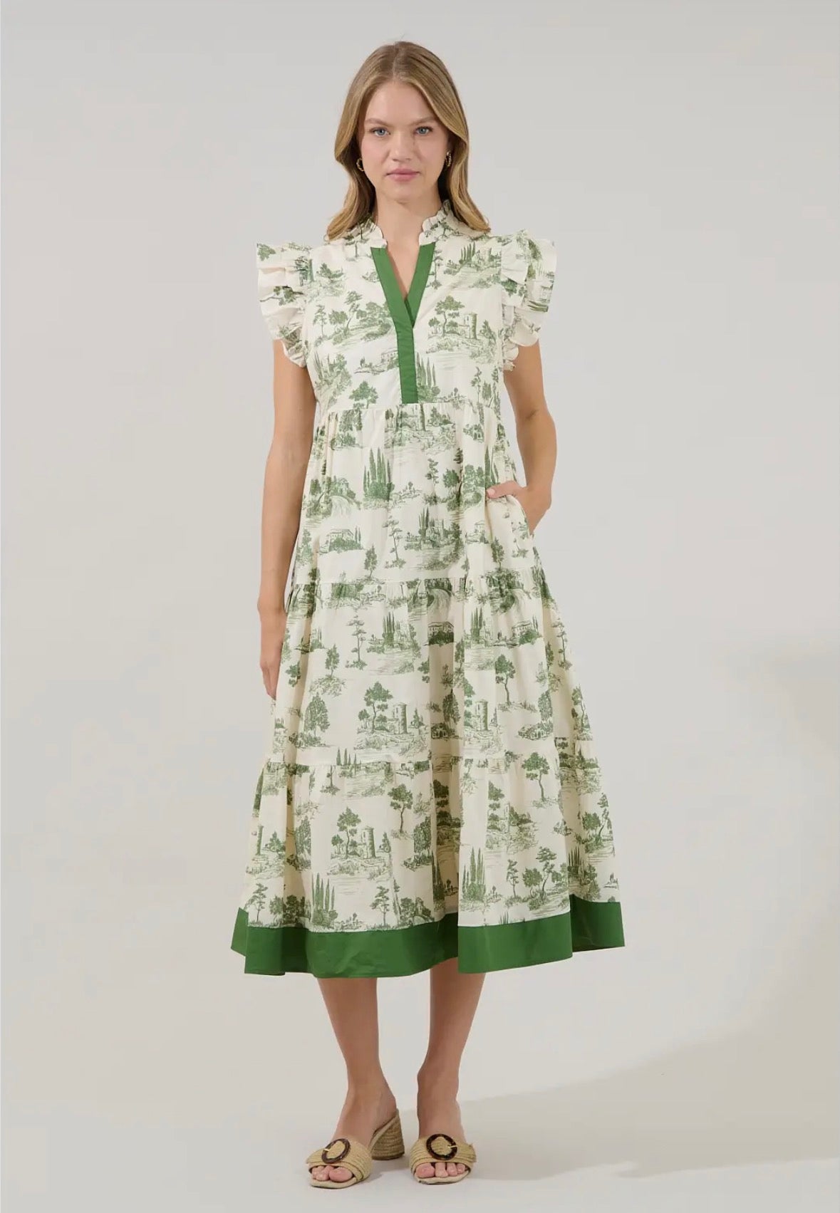 Mirna Lune Town Toil Midi Dress