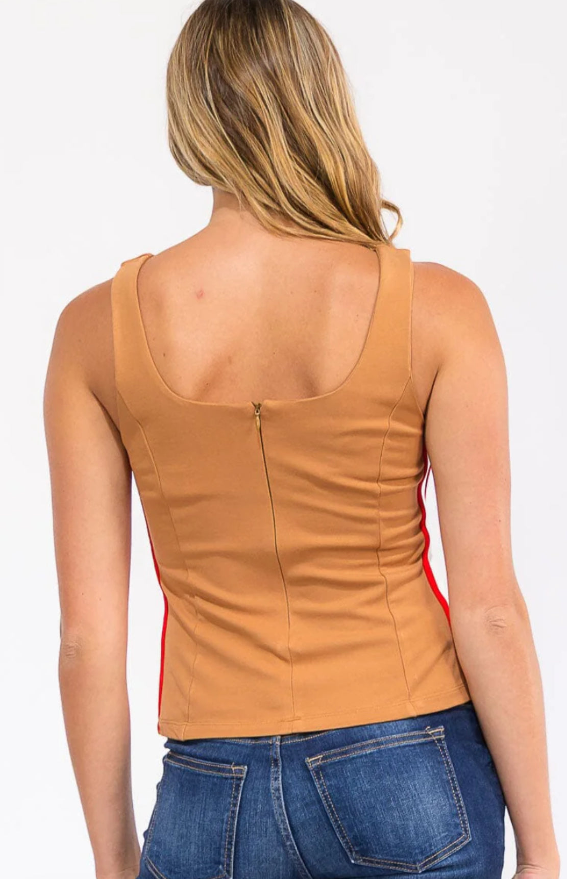 Camel Side Stripe Tank Top