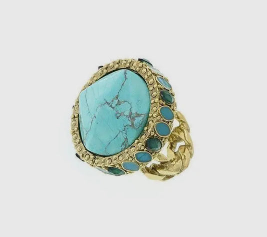 Green & Turquoise Color Round Ring