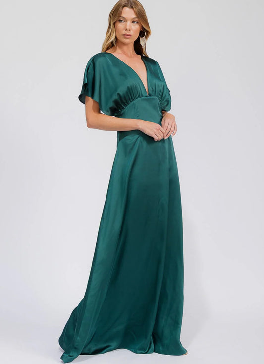 Silk Emerald Maxi Dress