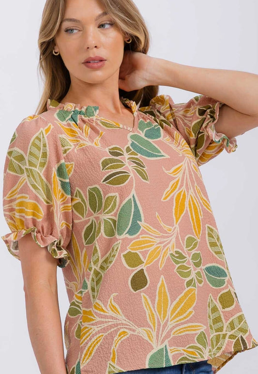 Fun Floral Puff Sleeve Blouse