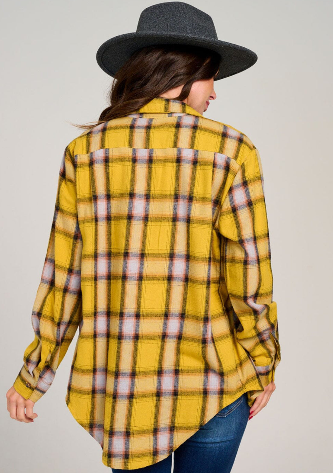 Mustard Plaid Button Up