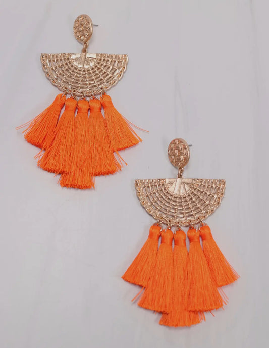 Colvin Orange Tassel Drop Earring