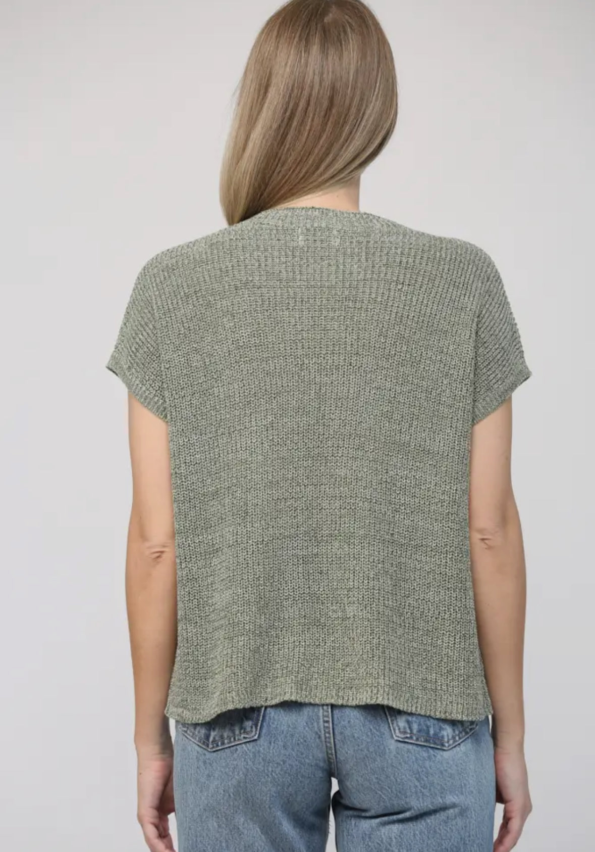 Olive Drop Shoulder Pocket Sweater