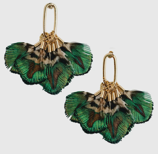 Mallard Feather Tassel Earrings