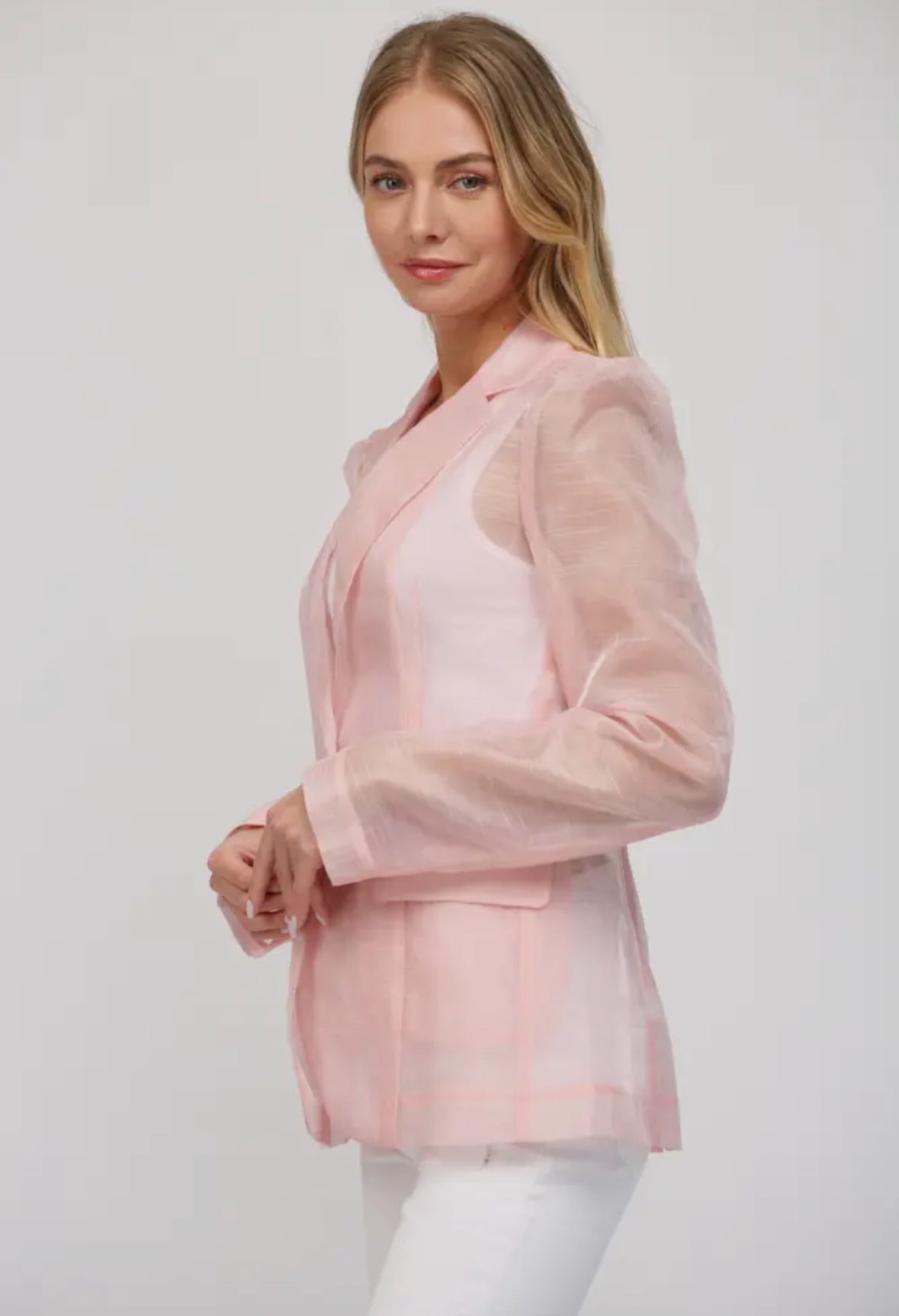 Sheer Powder Pink Blazer