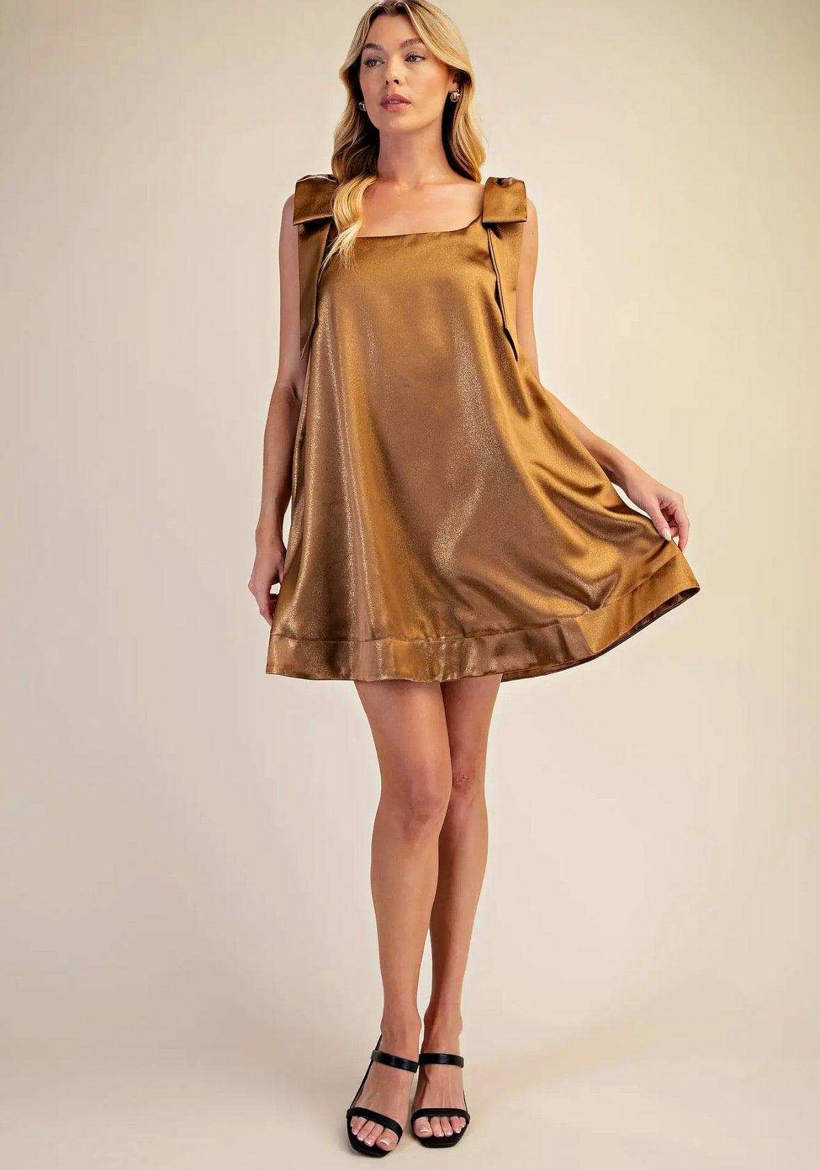 Gold Shoulder Bow Dress
