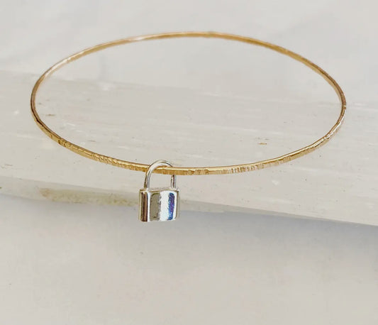 Mixed Metal Lock Bangle