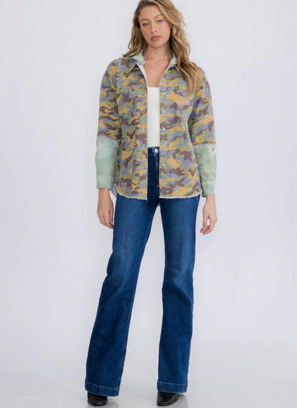 Camo Hooded Button Up