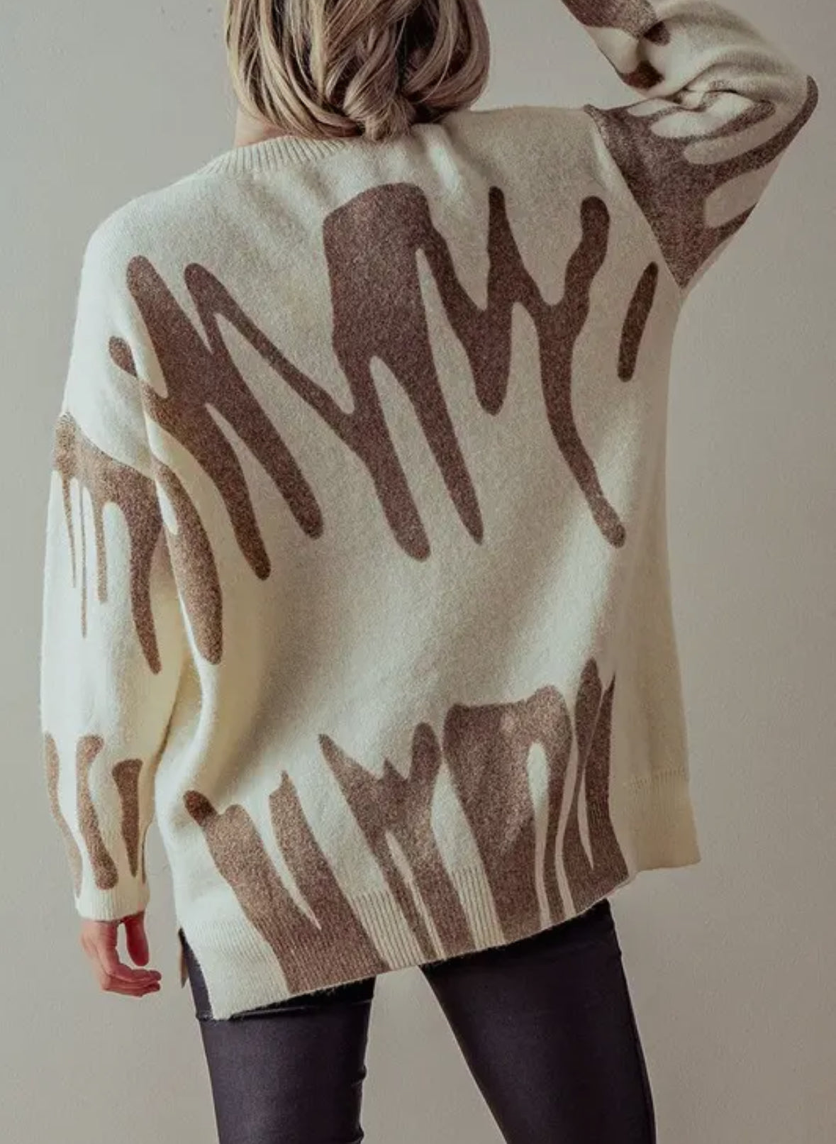 Scribble Print Drop Shoulder Sweater