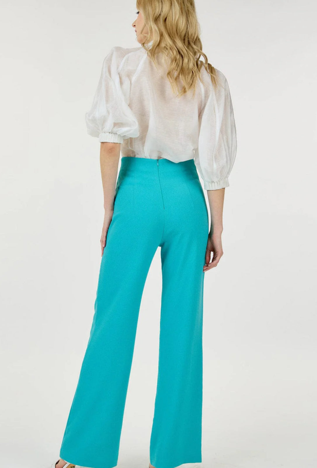 Teal Pleated Wide Leg Pants