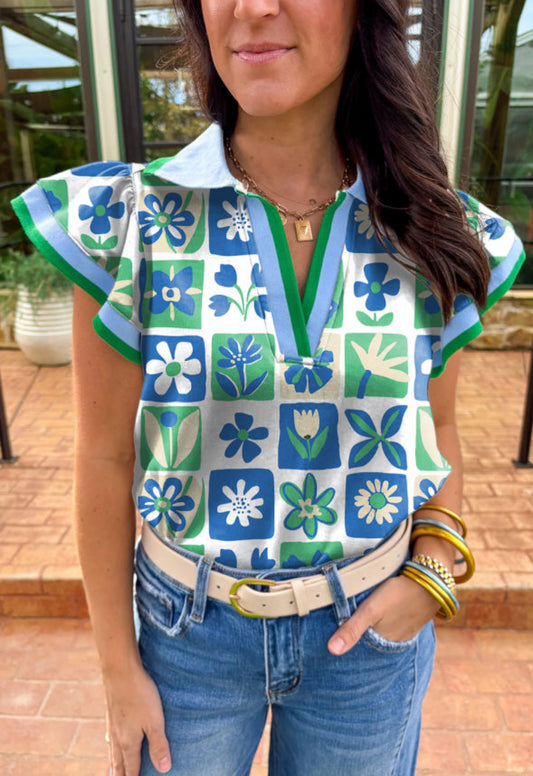 Let’s Garden Collared Top
