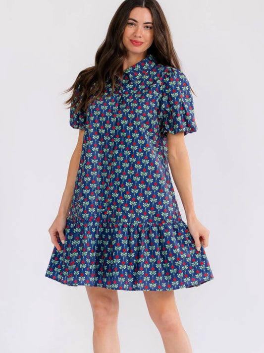 Navy & Rose Petal Dress