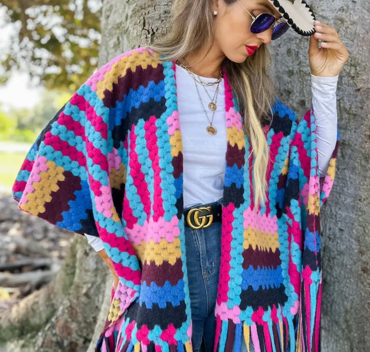 Geometric Ruana Cardigan