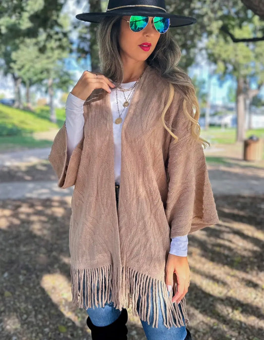 Taupe Aztec Textured Carrdigan