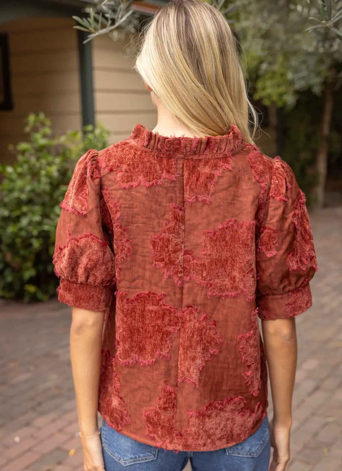 Rust Burnout Velvet Top