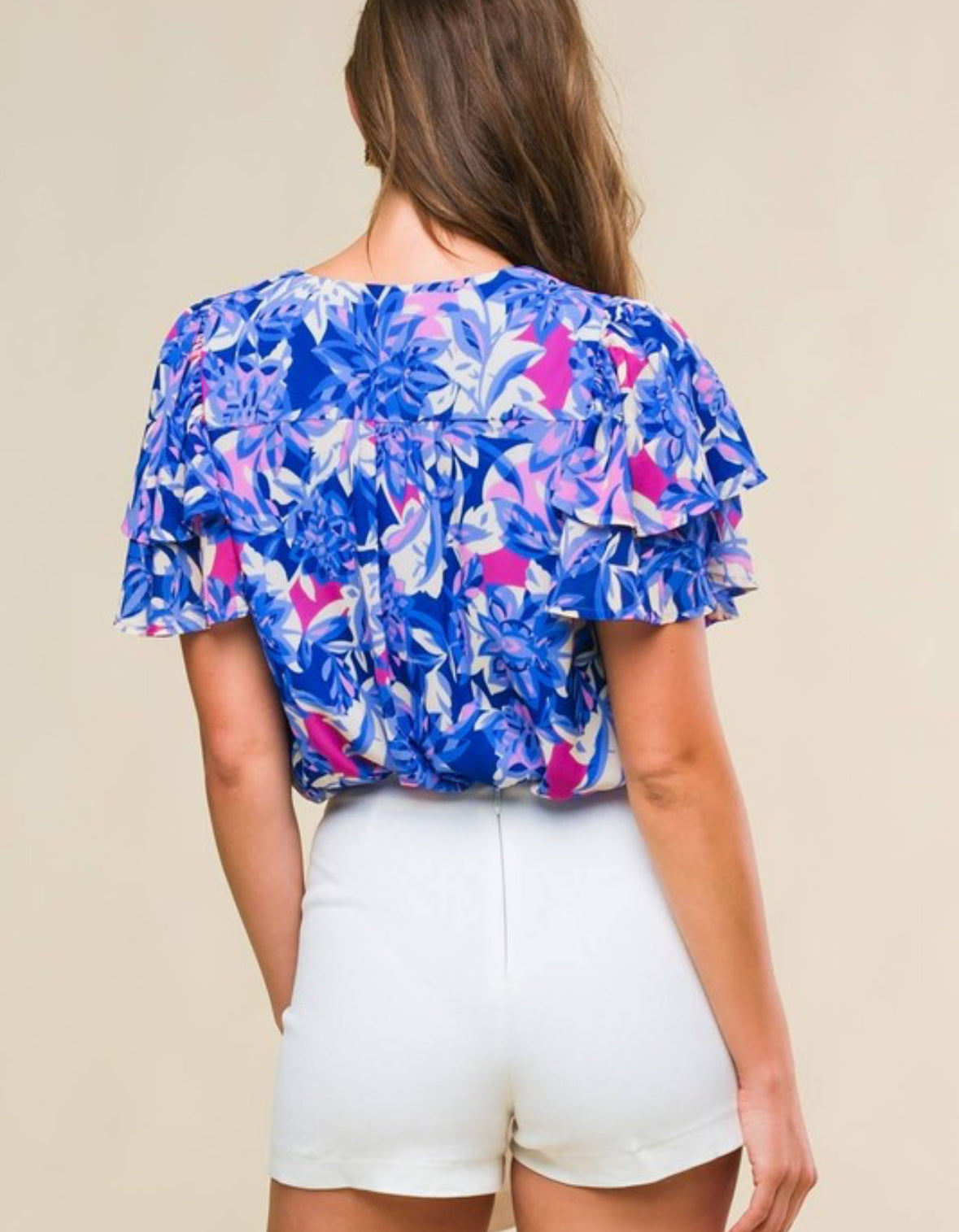Blue + Pink Abstract Bodysuit