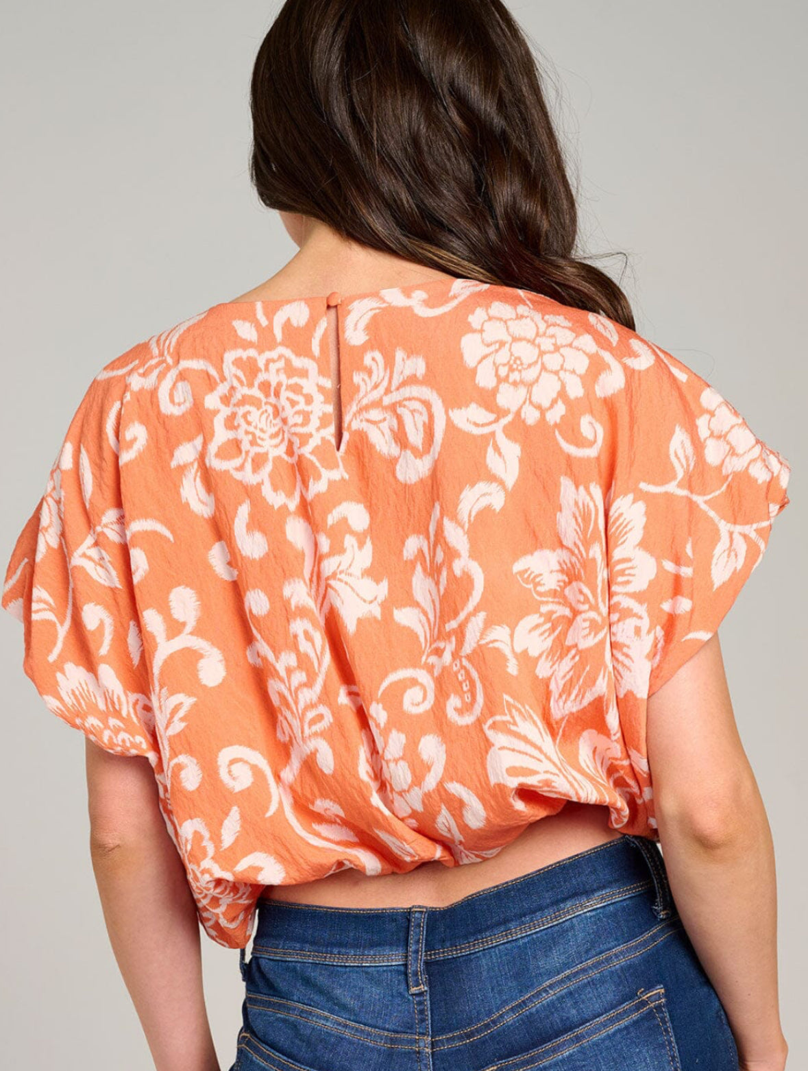 Elastic Waist Peachy Floral Top