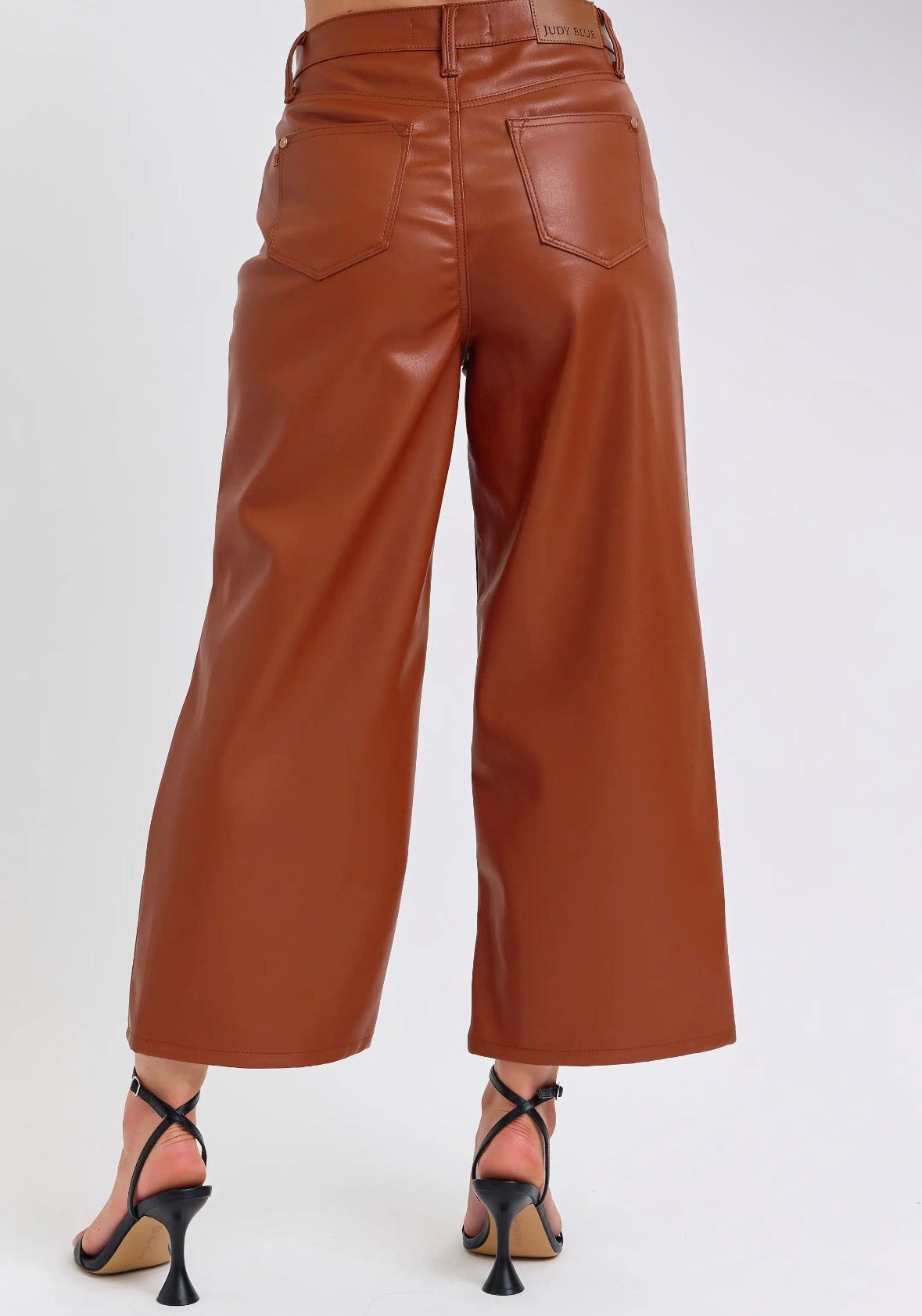 Camel Cropped Faux Leather Pant
