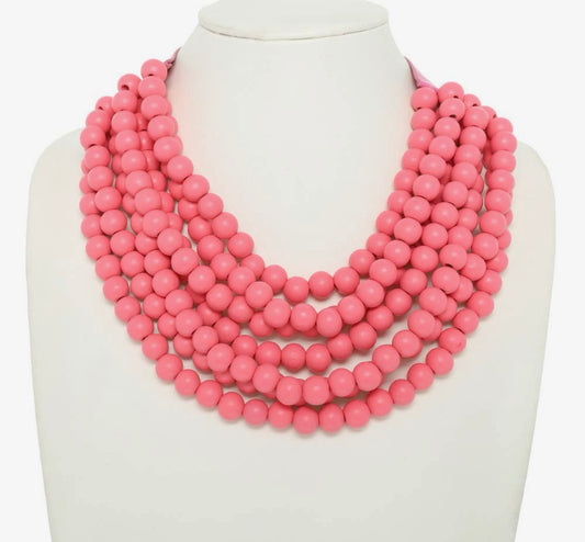Wood Beaded & Layered Magnetic Necklace