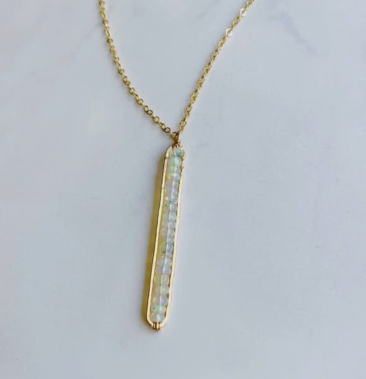 Opal Bar Necklace