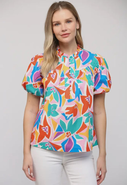 Smocked Bib Yoke Top