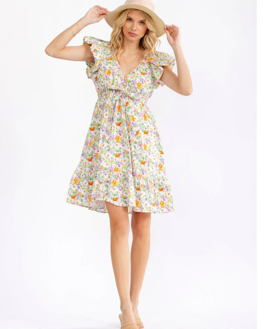 Elastic Waist Floral Dress