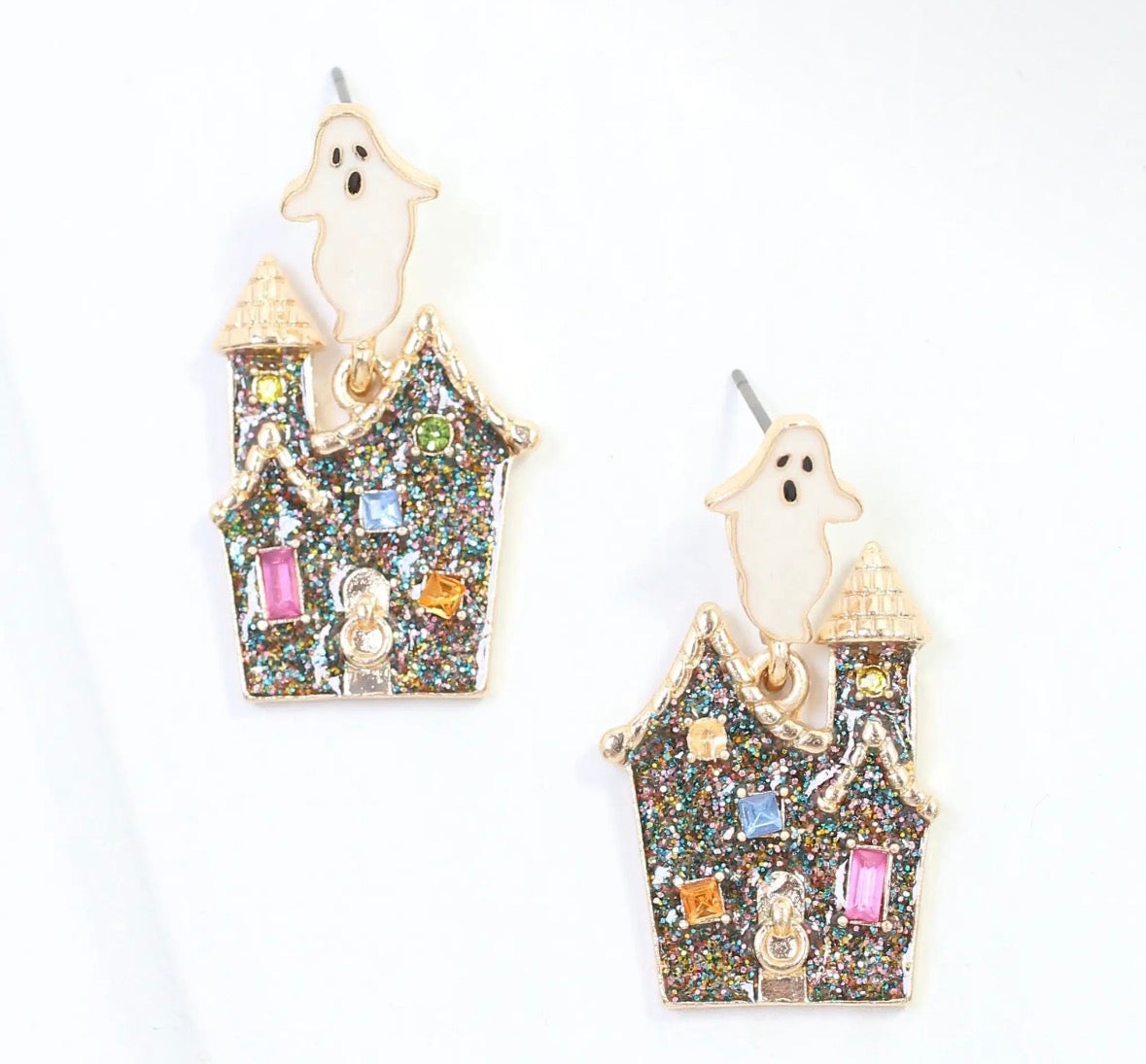 Haunted Halloween House Earring