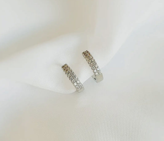 Sparkle Pave Silver Huggies