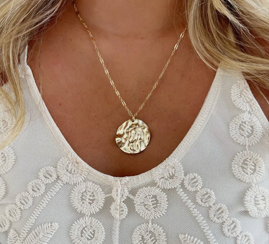Full Moon Hammered Coin Necklace