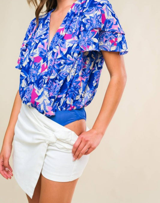 Blue + Pink Abstract Bodysuit