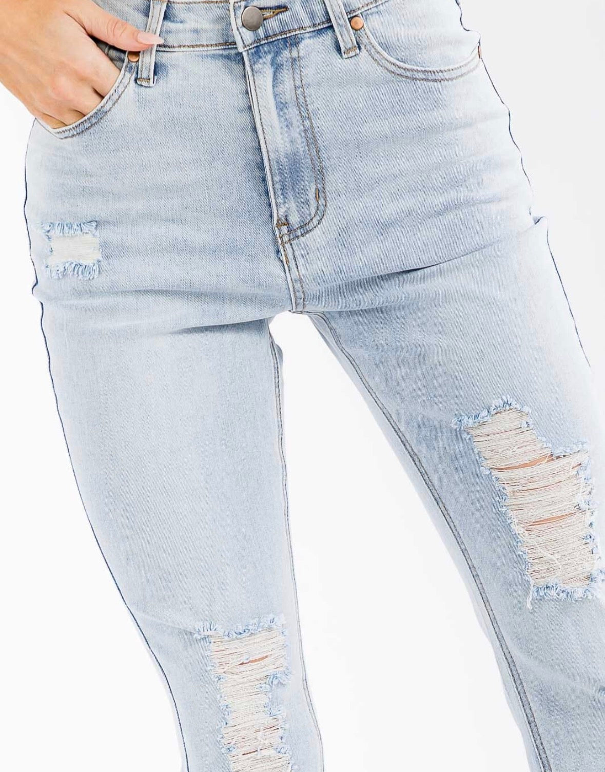 Distressed Light Wash Flare Jeans